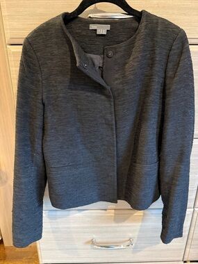 Vince Black Collarless Textured Jacket